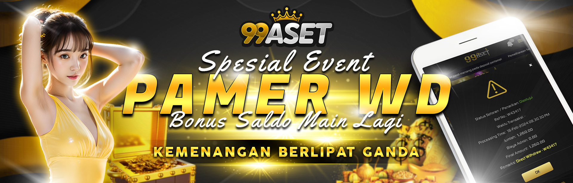 PAMER WD DAPAT BONUS SALDO MAIN LAGI 99ASET